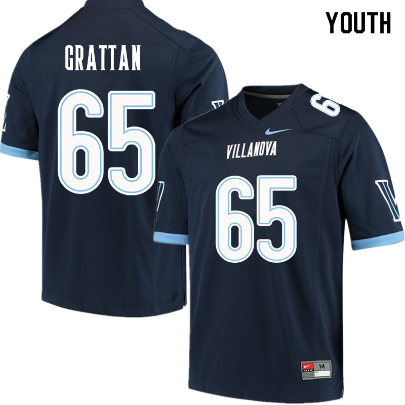 Youth #65 Paul Grattan Villanova Wildcats College Football Jerseys Sale-Navy - Click Image to Close